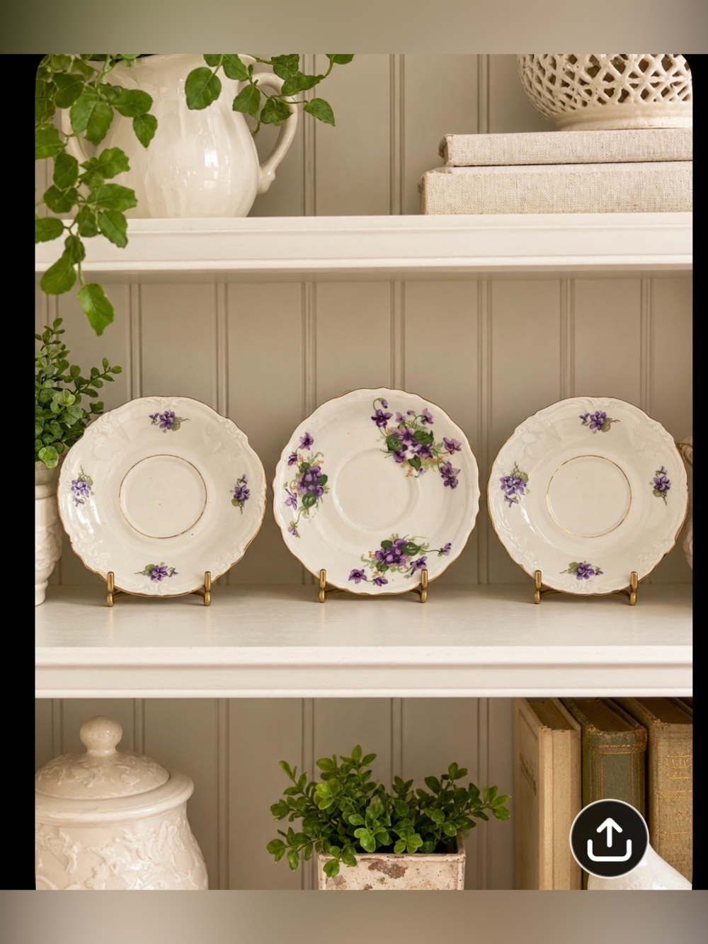 Pair Winterling Bavaria Germany Floral Gold Trim Porcelain Saucers Vintage 5.75"